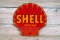 Shell Gasoline Single Sided Porcelain Clam Shaped Pump Sign TAC 9