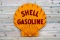 1929 Shell Gasoline Double Sided Porcelain Clam Shaped Sign TAC 9.5 & 9