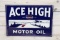 Ace High Motor Oil w/ Car & Plane Graphic Single Sided Tin Embossed Metal Sign (Small) TAC 8