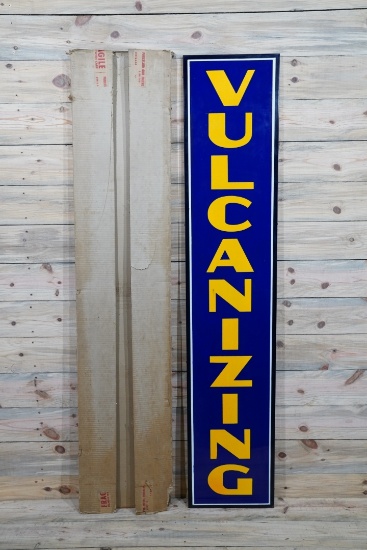 NOS Goodyear Vulcanizing Single Sided Porcelain Vertical Sign & Original Box TAC 9