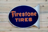 Firestone Tires Porcelain Diecut Flange Sign TAC 9.25 & 9C