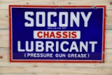 Socony Chassis Lubricant Single Sided Porcelain Sign TAC 8.9