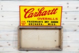 Carhart's Overalls For Sale By Single Sided Tin Embossed Metal Sign & Original Crate TAC 9