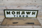 New Old Stock Mohawk Tires Single Sided Embossed Tin Sign & Original Box TAC 9