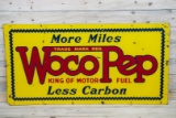 Woco-Pep King of Motor Fuel Double Sided Porcelain Sign TAC 8