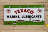 1947 Texaco (White-T) Marine Lubricants w/ Ships Single Sided Porcelain Sign TAC 9