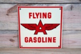 Flying A Gasoline Single Sided Porcelain Pump Sign TAC 9.5