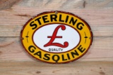 Sterling Gasoline w/ Logo Single Sided Porcelain Pump Sign TAC 8.25