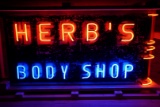 Herb's Body Shop Double Sided Painted Metal Neon Sign