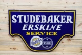 Studebaker Erskine Service Dual Logo Double Sided Porcelain Diecut Sign TAC 9.25