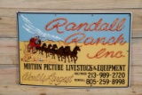 Randall Ranch Inc. Motion Picture Livestock Equipment Single Sided Porcelain Sign TAC 9.5
