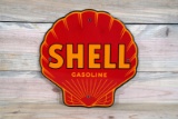 Shell Gasoline Single Sided Porcelain Clam Shaped Pump Sign TAC 9