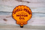 Rare Shell-Penn Motor Oil Double Sided Porcelain Diecut Lubster Paddle Sign TAC 9.25
