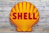 Shell Shark-Tooth Double Sided Porcelain Clam Shaped Sign TAC 9.25