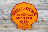 Shell-Penn Motor Oil Single Sided Porcelain Oil Bottle Rack Sign TAC 9