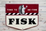 Fisk Time To Re-Tire w/ Logo Single Sided Embossed Metal Sign TAC 9.25