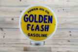 Golden Flash Gasoline Power Oil Co. Gas Pump Globe & 13.5