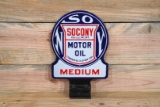 Socony Motor Oil Medium Double Sided Porcelain Paddle Lubster Sign TAC 9