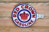 Red Crown Gasoline Double Sided Porcelain Paddle Sign Rare Size TAC 9.5