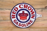 Red Crown Gasoline Double Sided Porcelain Paddle Sign TAC 9