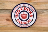 Red Crown Gasoline Standard Oil of California Single Sided Porcelain Sign TAC 9.75