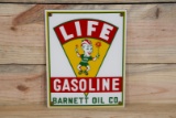 Life Gasoline w/ Logo Single Sided Porcelain Sign TAC 9.5