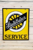 Studebaker Service w/ Wheel Logo Double Sided Porcelain Sign TAC 9 & 8.5