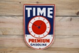 Time Premium Gasoline Single Sided Porcelain Pump Plate TAC 9.5