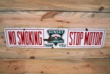 Sunset Products No Smoking Stop Motor Double Sided Porcelain Sign TAC 7