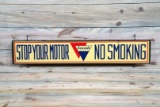 Seaside Stop Your Motor No Smoking Double Sided Porcelain Sign TAC 9.5