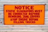 Shell Notice Static Eliminators Single Sided Porcelain Sign TAC 8.25
