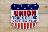Union Truck Co. Inc Ventura, Calif. Single Sided Porcelain Shield Shaped Sign TAC 9