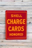 Shell Charge Cards Honored Single Sided Porcelain Sign TAC 9