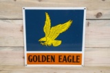 Golden Eagle w/ Logo Single Sided Porcelain Pump Sign TAC 8.75