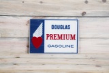 Douglas Premium Gasoline Single Sided Tin Embossed Metal Sign TAC 8.9