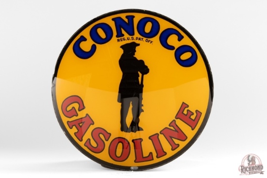 Conoco Gasoline & Soldier 15" Single Gas Globe Lens TAC 9