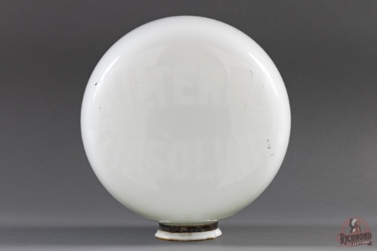 Filtered Gasoline OPE Milk Glass Globe w/ 4" Base TAC 8.9