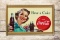 Have A Coca-Cola w/ Lady Cardboard Sign & Original Frame TAC 9