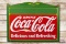 Rare 1935 Drink Coca-Cola & Blank Privilege Panel Porcelain Sign TAC 8.25