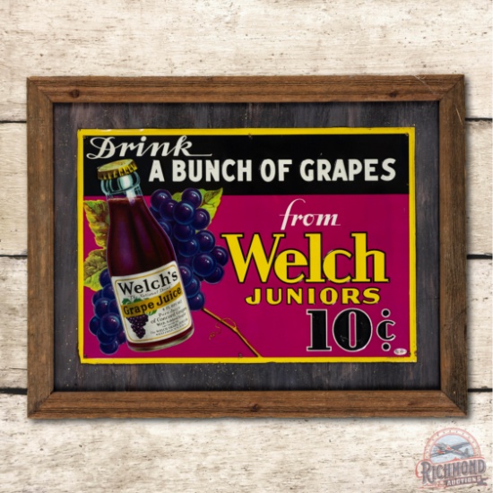 1931 Drink a Bunch of Grapes from Welch's Junior Metal Sign TAC 8.9
