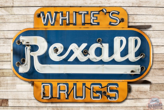 White's Rexall Drugs Double Sided Porcelain Neon Sign TAC 8.75