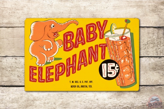 Baby Elephant Drinks Masonite Sign TAC 8.5
