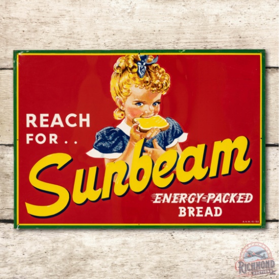 1952 Reach for Sunbeam Energy-Packed Bread Metal Sign TAC 9.25