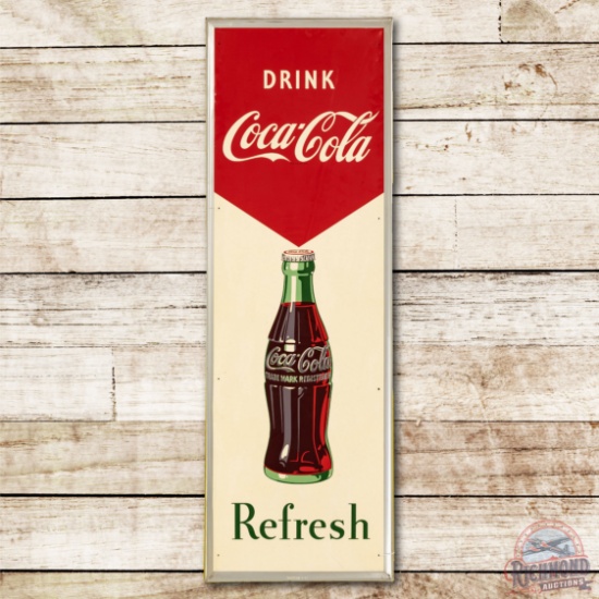 1957 Drink Coca-Cola "Refresh" w/ Bottle Metal Sign TAC 9