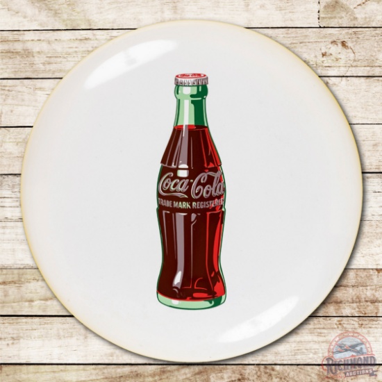 36" Coca-Cola White Porcelain Button Sign TAC 9.25
