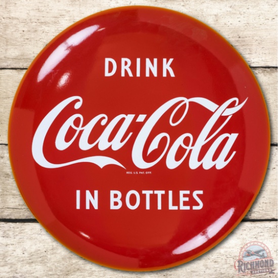 24" Drink Coca-Cola in Bottles Porcelain Button Sign TAC 9