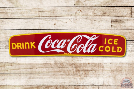 Canadian Drink Coca-Cola Ice Cold Porcelain Truck Valance Sign TAC 9