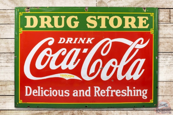 1934 5' Drink Coca-Cola "Drug Store" Porcelain Sign TAC 8