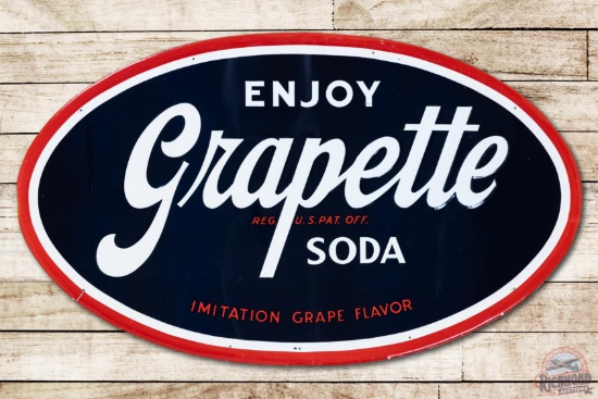 Enjoy Grapette Soda Embossed Metal Oval Sign TAC 9