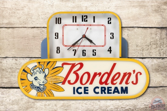 Borden's Ice Cream Art Deco Lighted Advertising Clock TAC 8.25